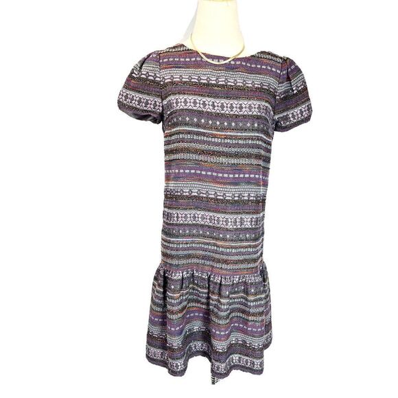 Brooks Brothers Womens Size 4  Gray Purple Sheath Dress Ruffle Modest Y2K - Picture 1 of 12